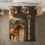Joycorners Horse Custom Text Leather Pattern Bedding Set