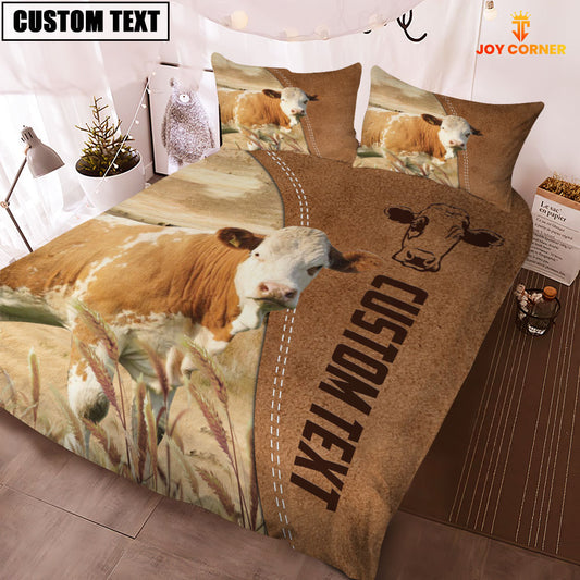 Joycorners Custom Name Fleckvieh Cattle Brown Bedding Set