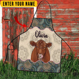 Joycorners Personalized Name Mandala Pattern Red Angus All Over Printed 3D Apron
