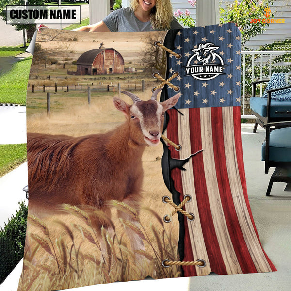 Joycorners Personalized Name Goat Flag Vintage Blanket