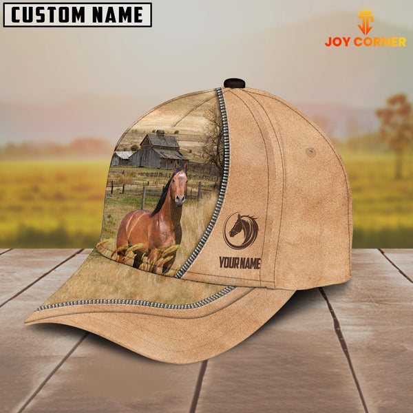 Joycorners Horse Farming Light Brown Customized Name Cap