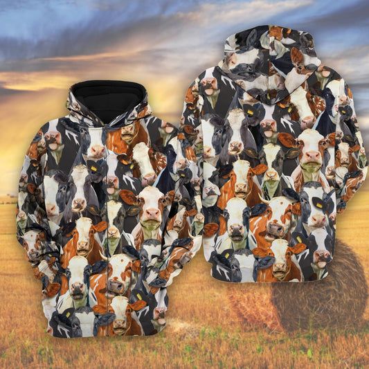 Joycorners Herd Of Holstein Cattle All Over Printed 3D Shirts