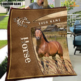 Joycorners Personalized Name Horse Farm Leather Brown Blanket
