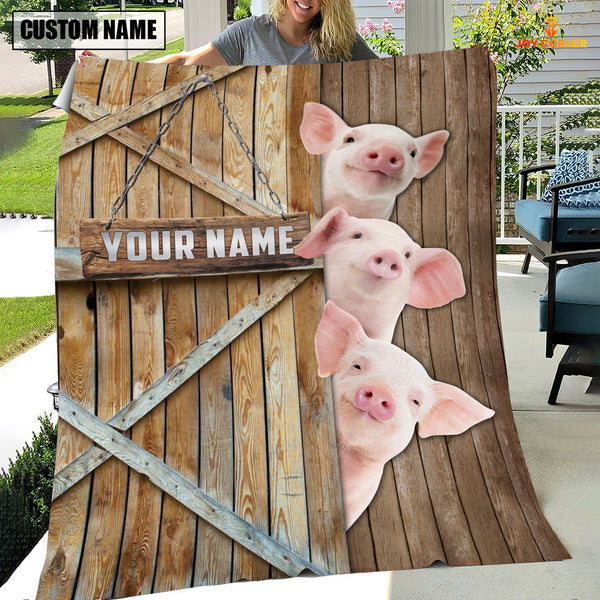 Joycorners Personalized Name Pig Barn Blanket