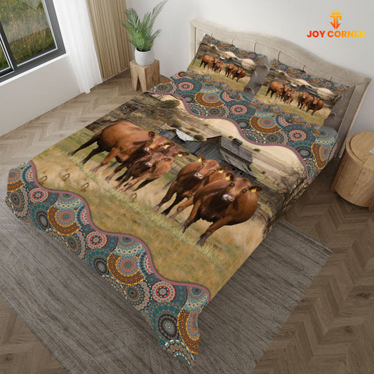 JoyCorners Red Angus Vintage 3D Bedding Set