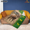 Joycorners Texas Longhorn Green Farming Blanket Custom Name