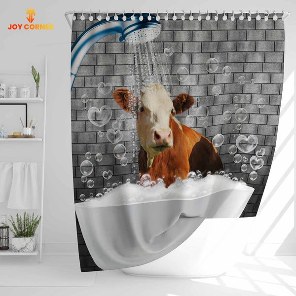 Joy Corners Simmental Brick Wall 3D Shower Curtain
