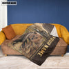 Joycorners Personalized Name Bear Leather Pattern Blanket