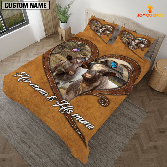 JoyCorners Shorthorn Couple Pattern Personalized Name 3D Bedding Set