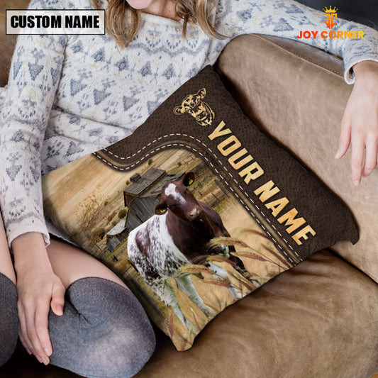 Joycorners Shorthorn Custom Name Leather Pattern Pillow Case