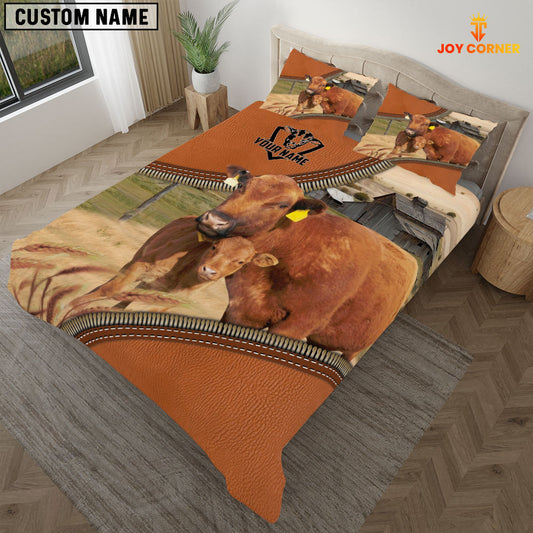 Joy Corners Red Angus On The Farm Customized Name 3D Bedding Set