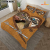 JoyCorners Texas Longhorn Couple Pattern Personalized Name 3D Bedding Set