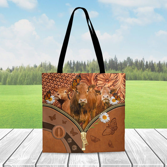 Joycorners Limousin Daisy Flower and Butterfly All Over Printed 3D Tote Bag
