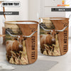 Joycorners TX Longhorn Brown Farm Custom Name Laundry Basket