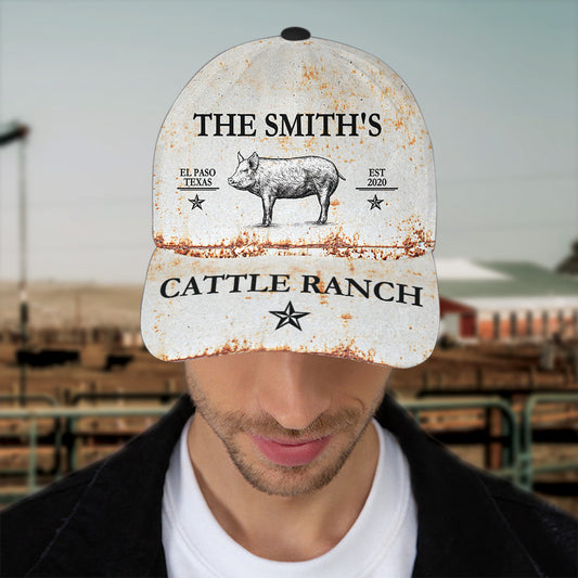 Joycorners Custom Text Pig Cattle Ranch All Printed 3D Cap