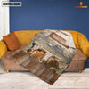 Joycorners Personalized Name Texas Longhorn Wooden Pattern Blanket