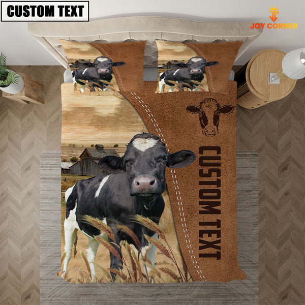 Joycorners Custom Name Holstein Cattle Brown Bedding Set