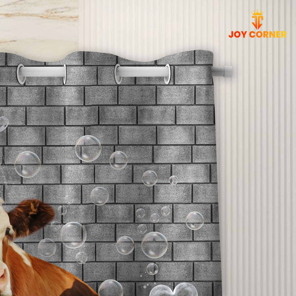 Joy Corners Simmental Brick Wall 3D Shower Curtain