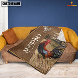 Joycorners Personalized Name Chicken Farm Leather Brown Blanket