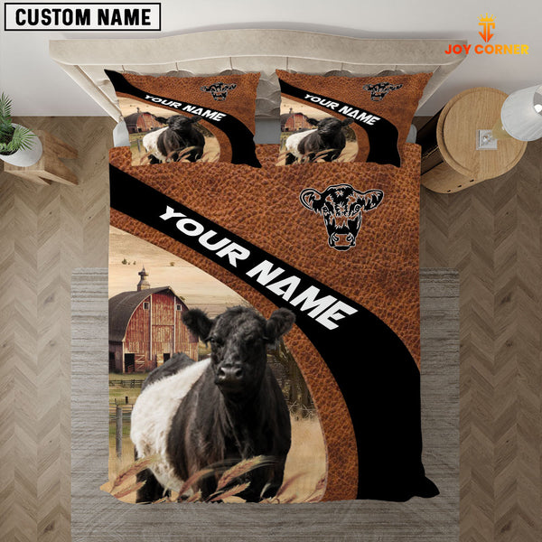 Joycorners Belted Galloway On The Farm Customized Name Red Barn Bedding Set