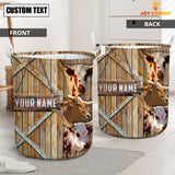 Joycorners Texas Longhorn Barn Custom Name Laundry Basket