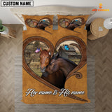 JoyCorners Horse Couple Pattern Personalized Name 3D Bedding Set