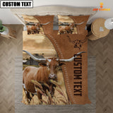 Joycorners Custom Name TX Longhorn Cattle Brown Bedding Set