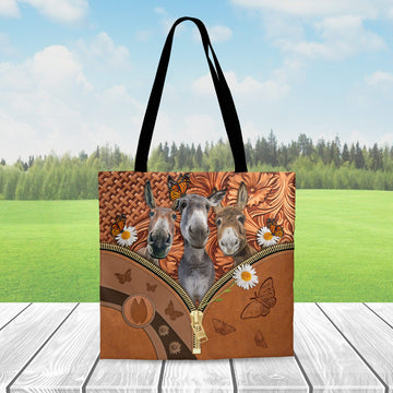 Joycorners Donkey Daisy Flower and Butterfly All Over Printed 3D Tote Bag