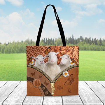 Joycorners Sheep Daisy Flower and Butterfly All Over Printed 3D Tote Bag