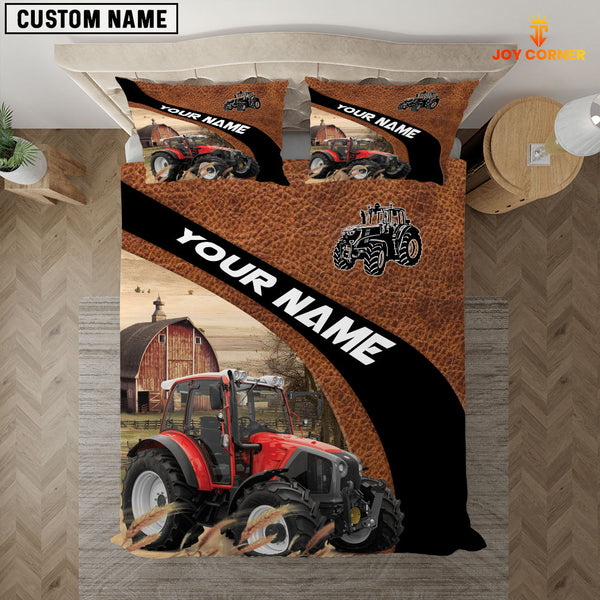 Joycorners Red Tractor On The Farm Customized Name Red Barn Bedding Set