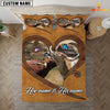 JoyCorners Texas Longhorn Couple Pattern Personalized Name 3D Bedding Set