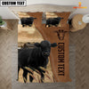 Joycorners Custom Name Black Angus Cattle Brown Bedding Set