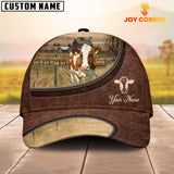 Joycorners Red Holstein On The Farm Customized Name Leather Pattern Cap