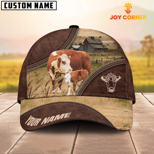 Joycorners Hereford On The Farm Customized Name 3D Brown Cap