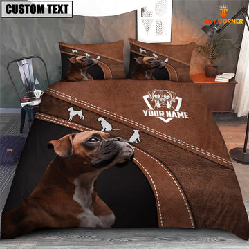 Joy Corners Boxer Brown Pattern Customized Name 3D Bedding Set