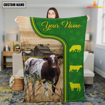 Joycorners Shorthorn Green Farming Blanket Custom Name