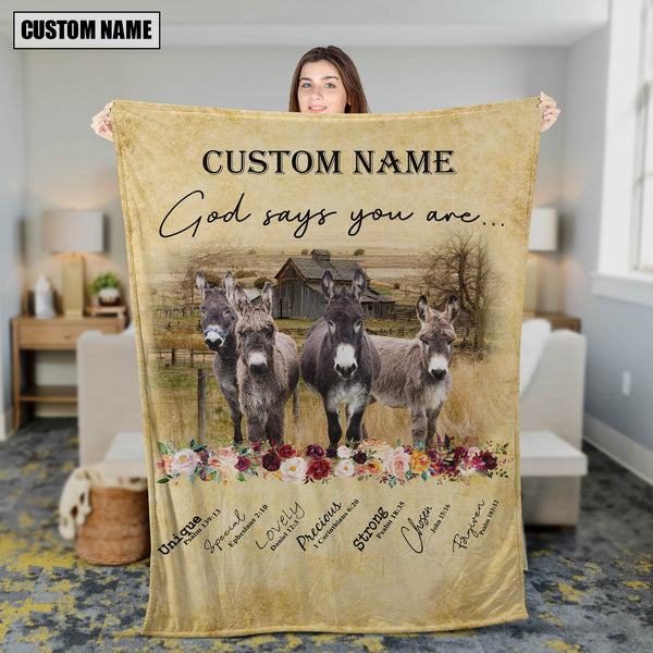 God Says You Are - Joycorners Personalized Name Donkey Blanket