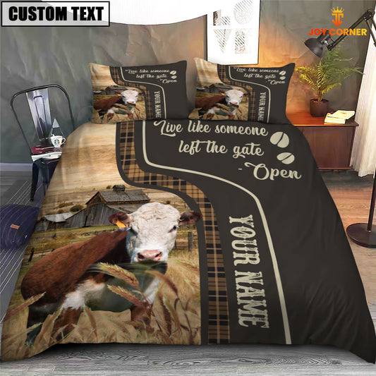 JoyCorners Hereford Like Someone Left The Gate Open Customized Name 3D Bedding Set