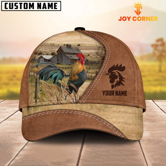 Joycorners Rooster Customized Name Brown Cap