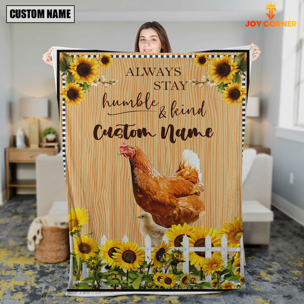 Joycorners Chicken Custom Name - Always Stay Humble and Kind Blanket