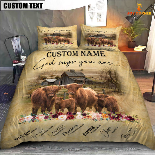 Joycorners Highland God Says You Are Custom Name Bedding Set