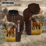 Joycorners Horse Farming Leather Pattern Personalized 3D Hoodie
