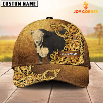 Joycorners Black Hereford Pattern Customized Name 3D Yellow Cap