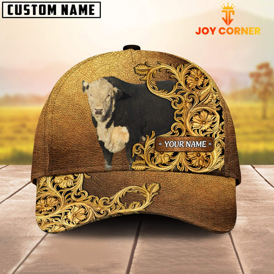 Joycorners Black Hereford Pattern Customized Name 3D Yellow Cap