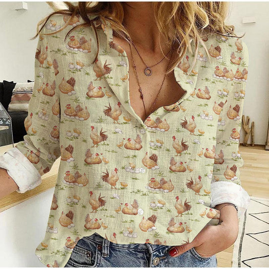 Joycorner Chicken Farm - Green Casual Shirt