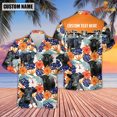 Joycorners Dexter Hibiscus Blue Floral Custom Name 3D Hawaiian Shirt
