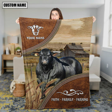 Joycorners Personalized Name Brangus Faith Family Farming Blanket