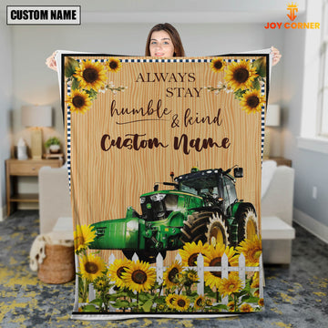 Joycorners Farm Tractor Custom Name - Always Stay Humble and Kind Blanket