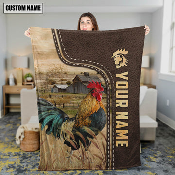 Joycorners Personalized Name Chicken Leather Pattern Blanket