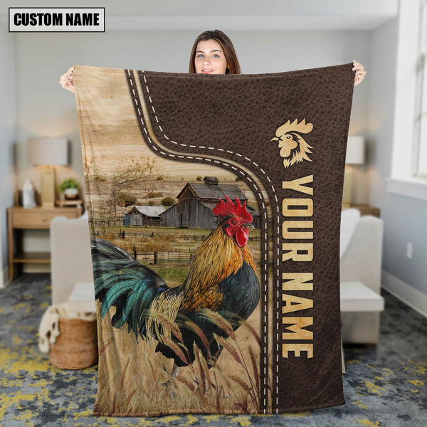 Joycorners Personalized Name Chicken Leather Pattern Blanket